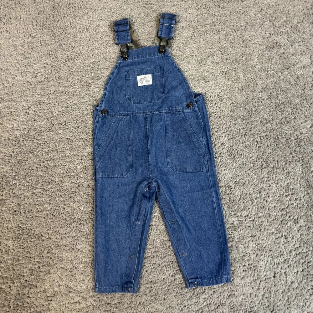 Bass Pro Shops Overall Boys 12-18 Months Blue Denim One-Piece Adjustable Strap